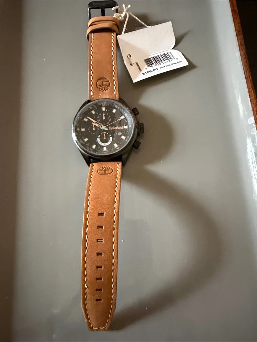 Timberland Brown Leather Strap Men's Chronograph Watch new with tags retails 189